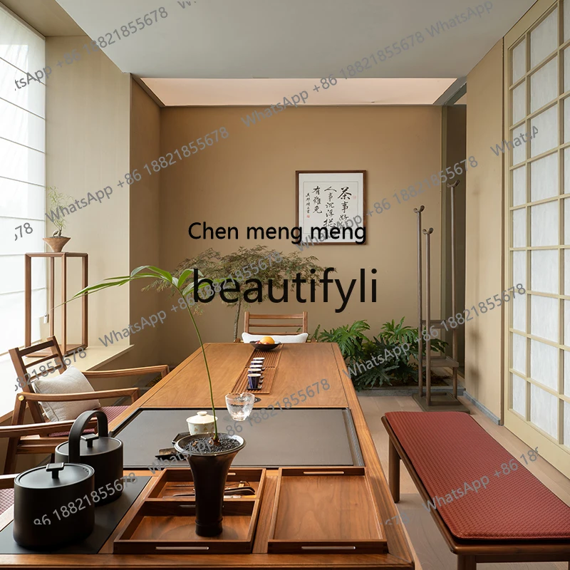 Комбинация чайного столика и стула из цельного дерева, новый китайский офисный чайный столик, североамериканский черный орех
Комбинация чайного столика и стула из цельного дерева, новый китайский офисный чайный столик, североамериканский черный орех