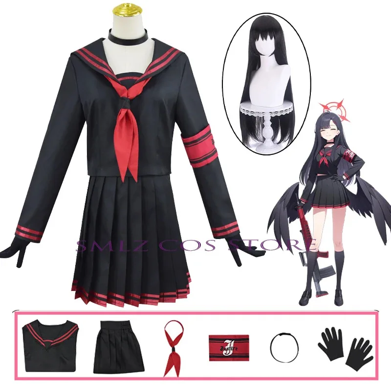 Nakamasa Ichika Cosplay Game Blue Archive Costume School Black Uniform Skirt Wig Set Party Outfit for Women Girl 
Nakamasa Ichika Cosplay Game Blue Archive Costume School Black Uniform Skirt Wig Set Party Outfit for Women Girl