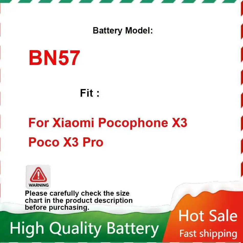 For Xiaomi Pocophone X3 Poco Pro Mobile Phone Battery 5160Mah High-Performance BN57
For Xiaomi Pocophone X3 Poco Pro Mobile Phone Battery 5160Mah High-Performance BN57