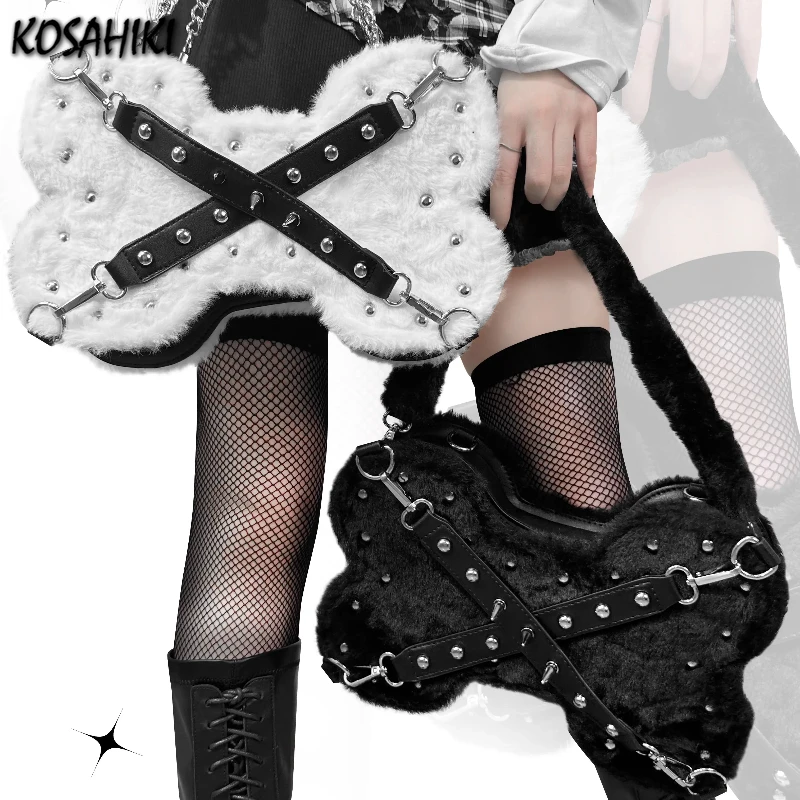 Fur Patchwork Vintage Belt Women's Handbags Y2k Aesthetic Fashion Rivet Bone Bags Streetwear Harajuku Ins Shoulder Underarm Bag
Fur Patchwork Vintage Belt Women's Handbags Y2k Aesthetic Fashion Rivet Bone Bags Streetwear Harajuku Ins Shoulder Underarm Bag