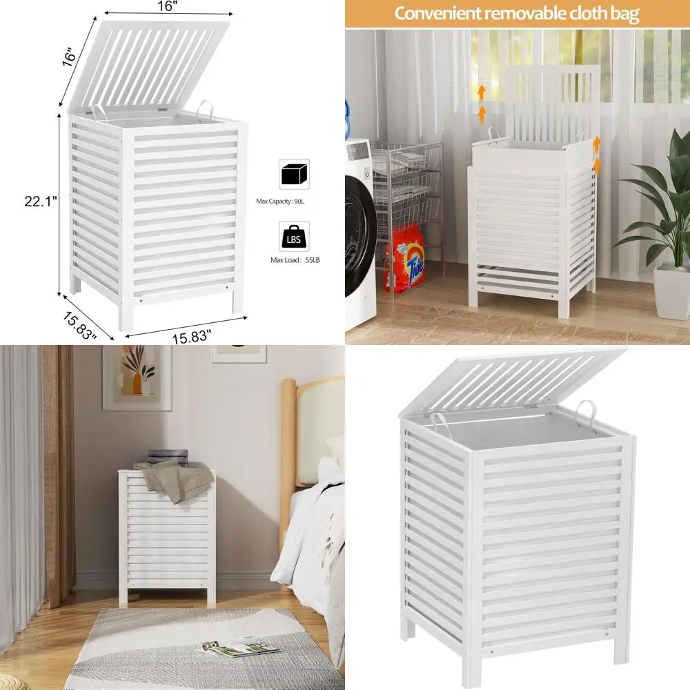 Бамбуковая корзина для белья на 90 литров с крышкой и съемной подкладкой для спальни и ванной комнаты белого цвета
Бамбуковая корзина для белья на 90 литров с крышкой и съемной подкладкой для спальни и ванной комнаты белого цвета