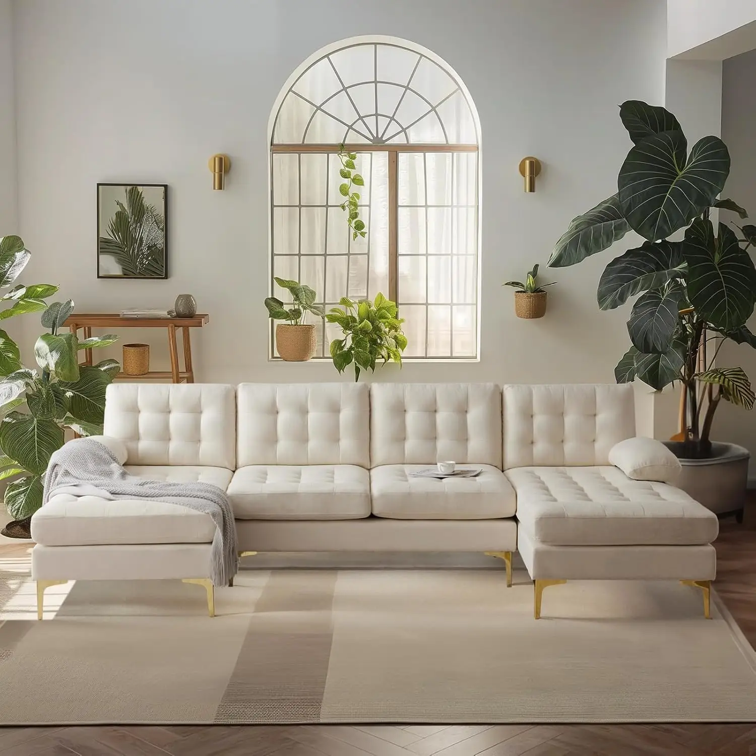 110" Modern Sectional Sofa Couch with 51" D Double Chaise, Large Tufted Button Couch Sets with 5.9" Thickness Seating Padding
110" Modern Sectional Sofa Couch with 51" D Double Chaise, Large Tufted Button Couch Sets with 5.9" Thickness Seating Padding