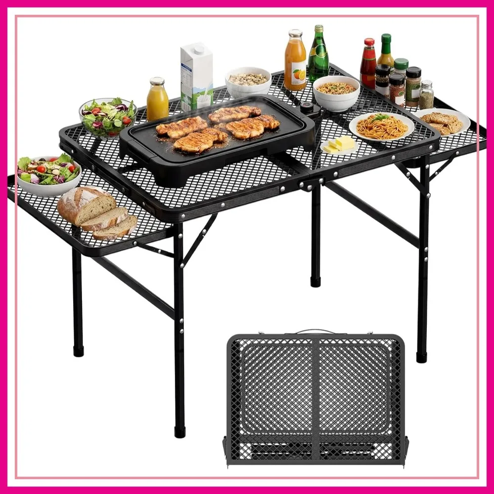 Folding Grill Table 30.3" Height Adjustable, Outdoor Camping Table with 2 Extra Desktops, 3x2 FT Portable Metal Grill Table for Picnic BBQ Camping Beach
Folding Grill Table 30.3" Height Adjustable, Outdoor Camping Table with 2 Extra Desktops, 3x2 FT Portable Metal Grill Table for Picnic BBQ Camping Beach