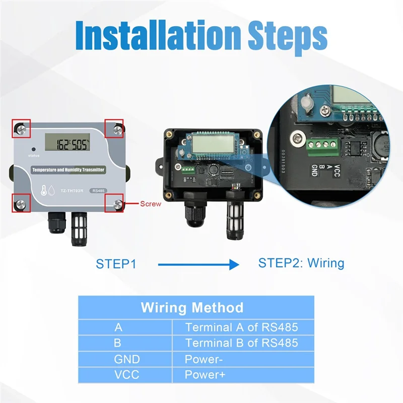 CEA RS485 Датчик температуры и влажности Modbus RTU Датчик температуры Цифровой промышленный датчик температуры и влажности Настенный монтаж
CEA RS485 Датчик температуры и влажности Modbus RTU Датчик температуры Цифровой промышленный датчик температуры и влажности Настенный монтаж