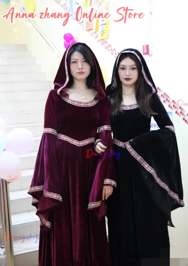 Halloween Gothic Hoodie Witch Cosplay 코스프레 의상 Medieval Retro Women's Dresses Long Skirt Halloween Vampire Adult Role-play Suits
Halloween Gothic Hoodie Witch Cosplay 코스프레 의상 Medieval Retro Women's Dresses Long Skirt Halloween Vampire Adult Role-play Suits