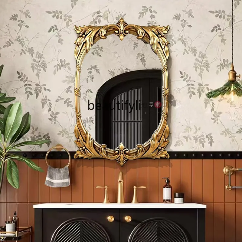 European retro bathroom mirror wall-mounted bathroom carving, European entrance French style, wall-mounted decorative mirror
European retro bathroom mirror wall-mounted bathroom carving, European entrance French style, wall-mounted decorative mirror