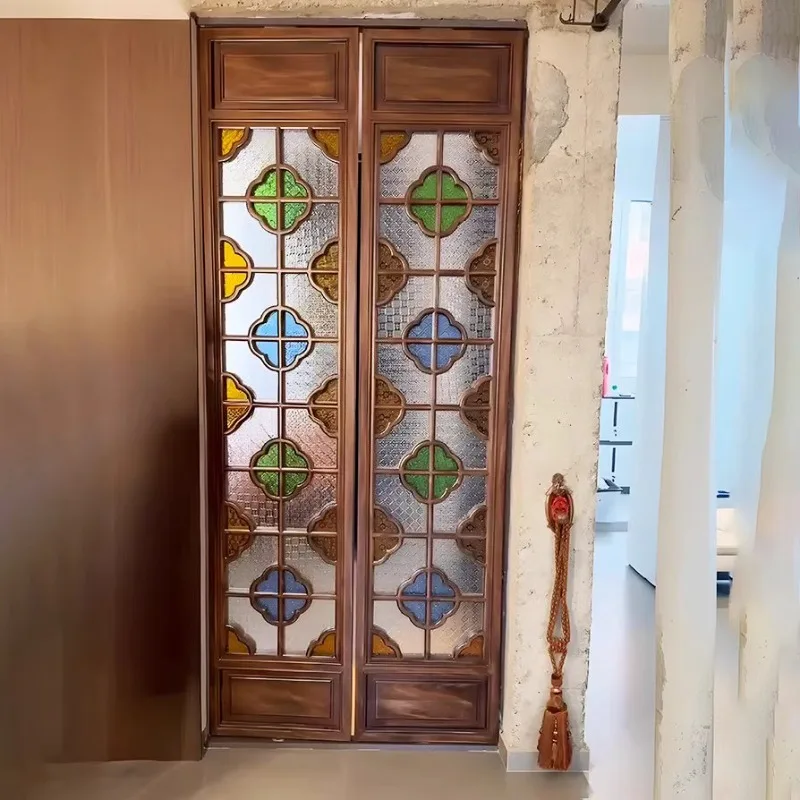 Retro door Begonia flower glass sliding door store Manchuria window art glass folding door screen partition
Retro door Begonia flower glass sliding door store Manchuria window art glass folding door screen partition