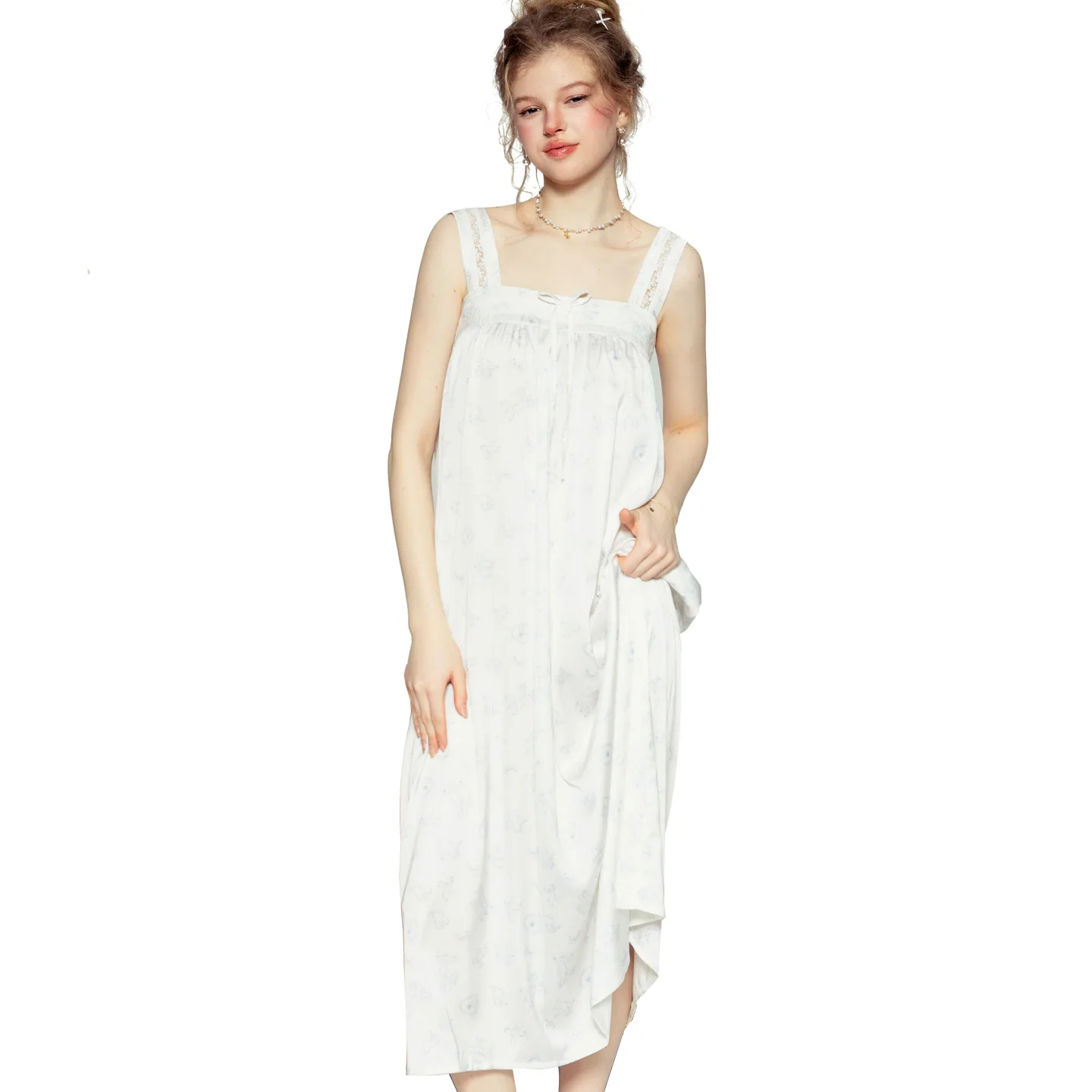 Rose Satin Dress Print Cute And Sweet Long Camisole Nightdress With Bow Embellishments And Home Robe Dress Charming Elegant BTM6
Rose Satin Dress Print Cute And Sweet Long Camisole Nightdress With Bow Embellishments And Home Robe Dress Charming Elegant BTM6