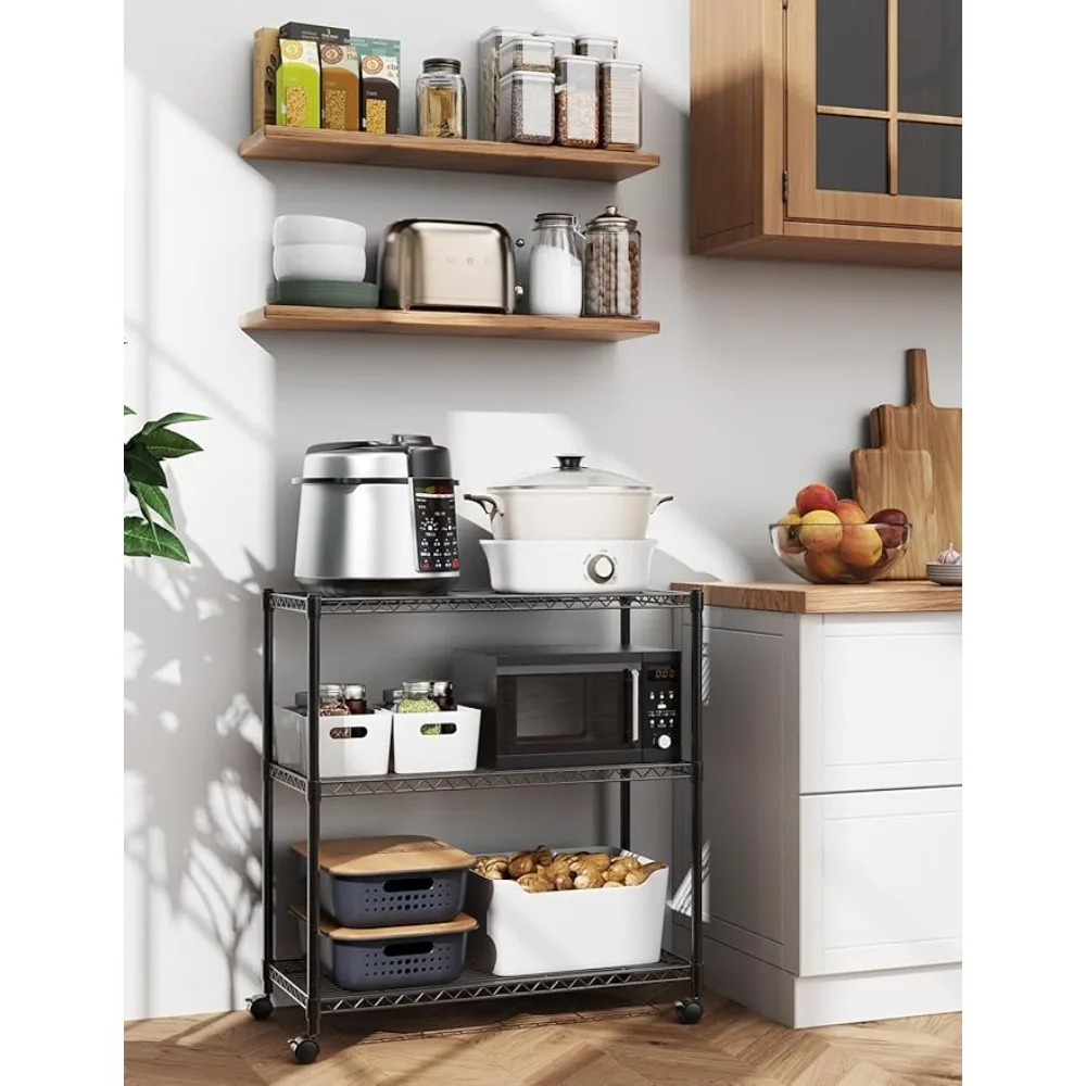 3-Tier Storage Shelves, 24.02" W x 13.78" D x 29.92" H Shelving Unit, 750 Lbs Loading acity, Black
3-Tier Storage Shelves, 24.02" W x 13.78" D x 29.92" H Shelving Unit, 750 Lbs Loading acity, Black
