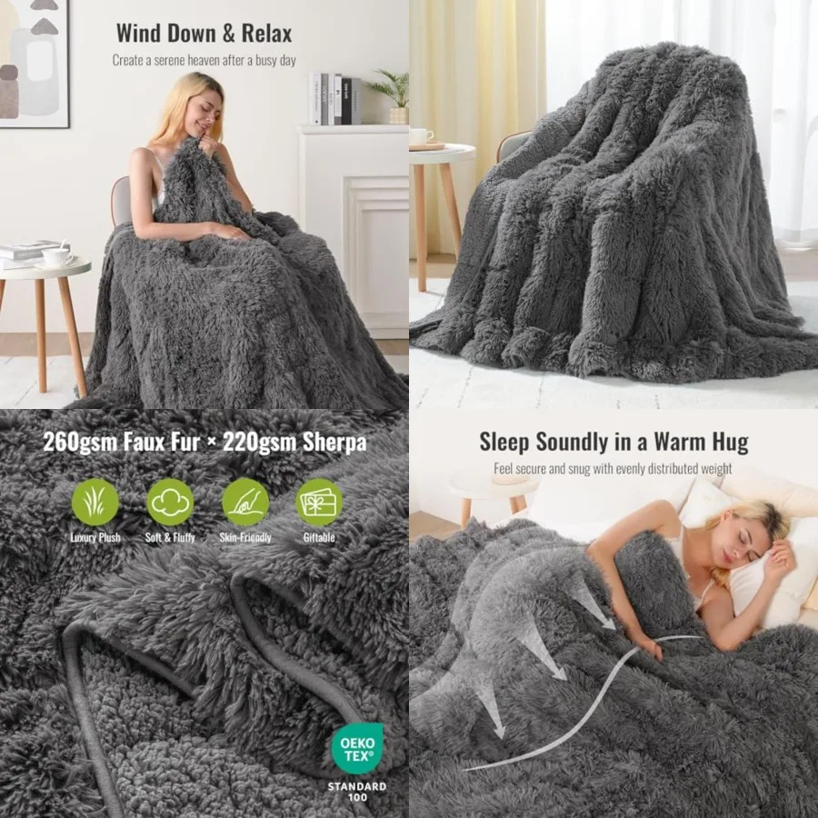 Faux Fur Weighted Blanket Twin Size 15 Pounds, 48 x 72 Sherpa Heavy Blanket Throw for Couch Sofa Bed, Super Soft Plush Fleece W
Faux Fur Weighted Blanket Twin Size 15 Pounds, 48 x 72 Sherpa Heavy Blanket Throw for Couch Sofa Bed, Super Soft Plush Fleece W