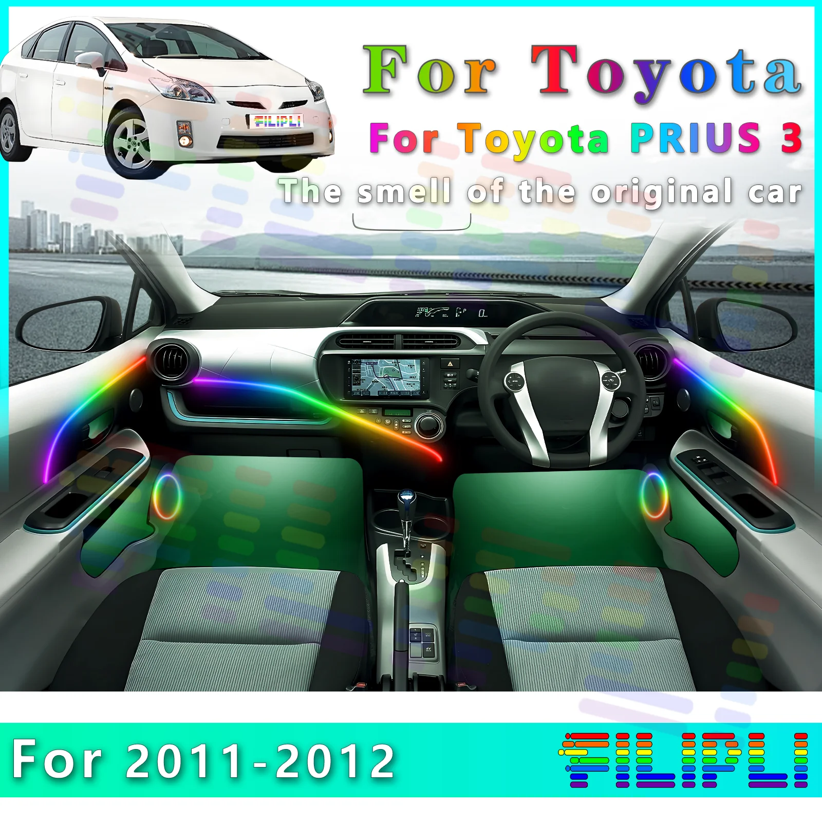 FILIPLI для Toyota Prius 3, декоративная светодиодная лента RGB Symphony с 64 цветами и разнообразными вариантами режима освещения для Interi
FILIPLI для Toyota Prius 3, декоративная светодиодная лента RGB Symphony с 64 цветами и разнообразными вариантами режима освещения для Interi