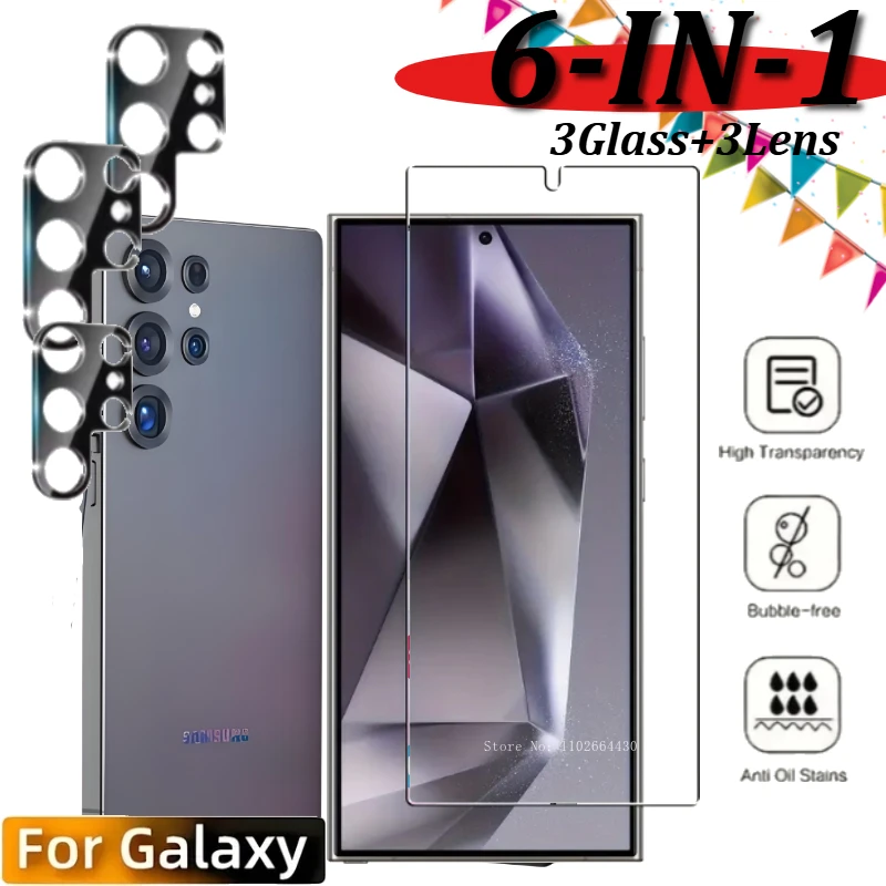 3PCS Ultra HD Screen Protector Tempered Glass for Samsung Galaxy S24 S25 Ultra S25 S23 S22 S21 FE Plus Glass + 3PCS Lens Film
3PCS Ultra HD Screen Protector Tempered Glass for Samsung Galaxy S24 S25 Ultra S25 S23 S22 S21 FE Plus Glass + 3PCS Lens Film