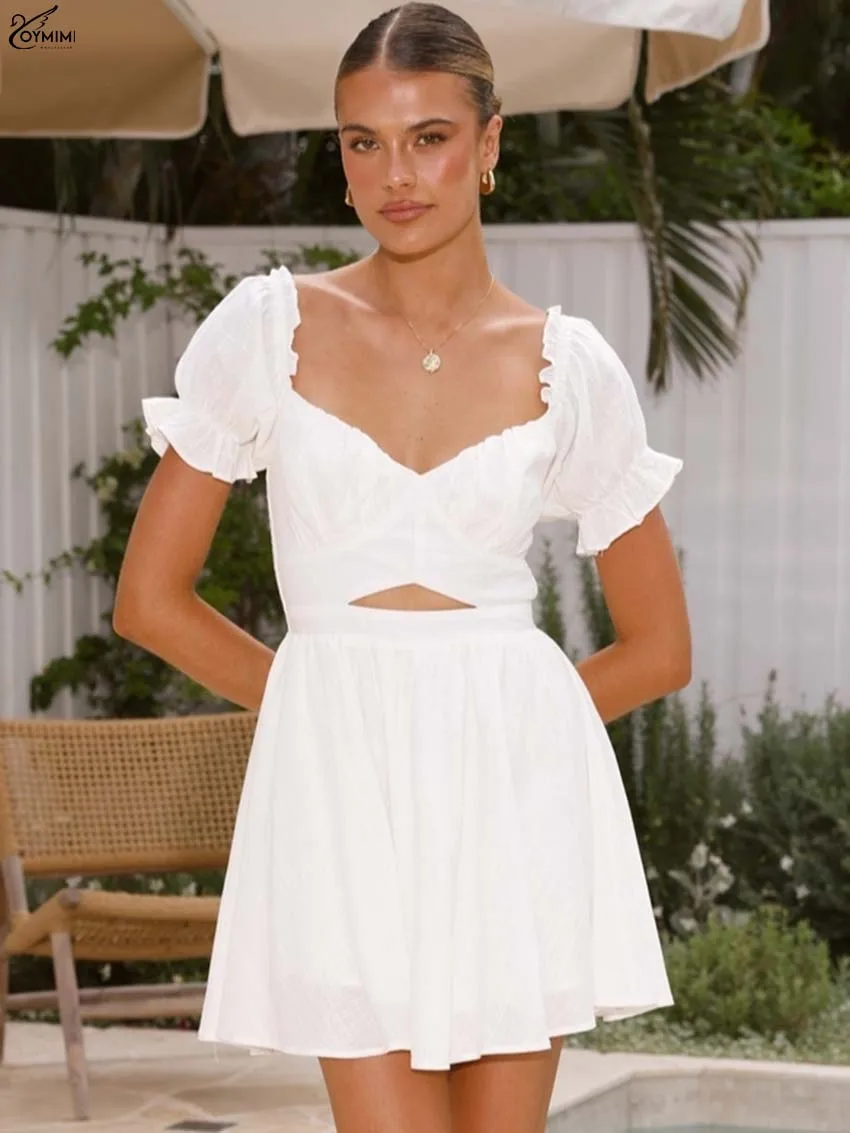 Oymimi Fashion White Cotton Womens Dresses Elegant V-Neck Short Sleeve Hollow Out Dresses Autumn High Waist Pleated Mini Dress
Oymimi Fashion White Cotton Womens Dresses Elegant V-Neck Short Sleeve Hollow Out Dresses Autumn High Waist Pleated Mini Dress