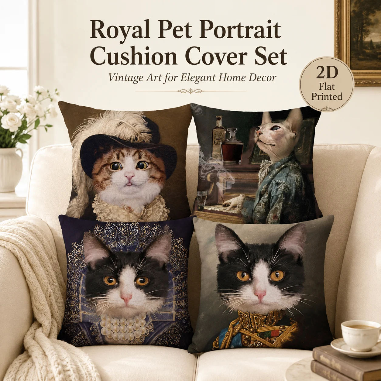 4Pcs Peach Skin 2D Flat Printed Cushion Covers Coussin Room Decor Elegant Victorian Cat Animal Pillow Cover For Home Sofa
4Pcs Peach Skin 2D Flat Printed Cushion Covers Coussin Room Decor Elegant Victorian Cat Animal Pillow Cover For Home Sofa