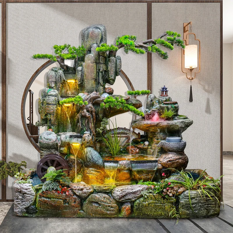 Rockery waterfall fountain feng shui wheel fish pond floor ornaments indoor fish tank decorations
Rockery waterfall fountain feng shui wheel fish pond floor ornaments indoor fish tank decorations