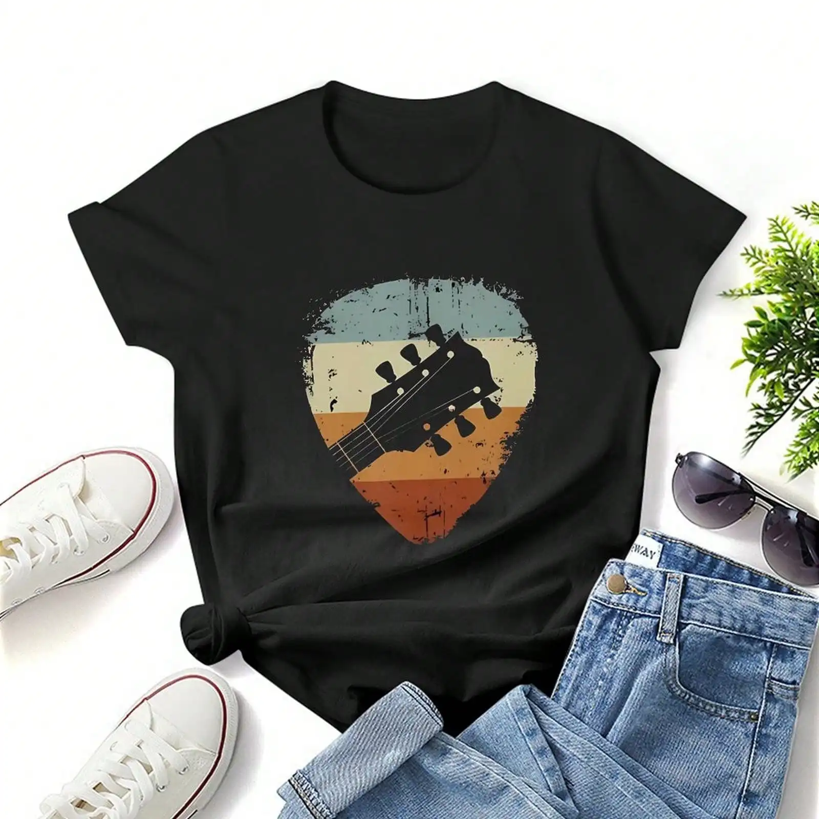 Music Guitar Print , Women T-Shirt, Short Sleeve Round Neck Woman Tee, Nice Gift, Fashion And Casual, Comfy And Breathable For A
Music Guitar Print , Women T-Shirt, Short Sleeve Round Neck Woman Tee, Nice Gift, Fashion And Casual, Comfy And Breathable For A