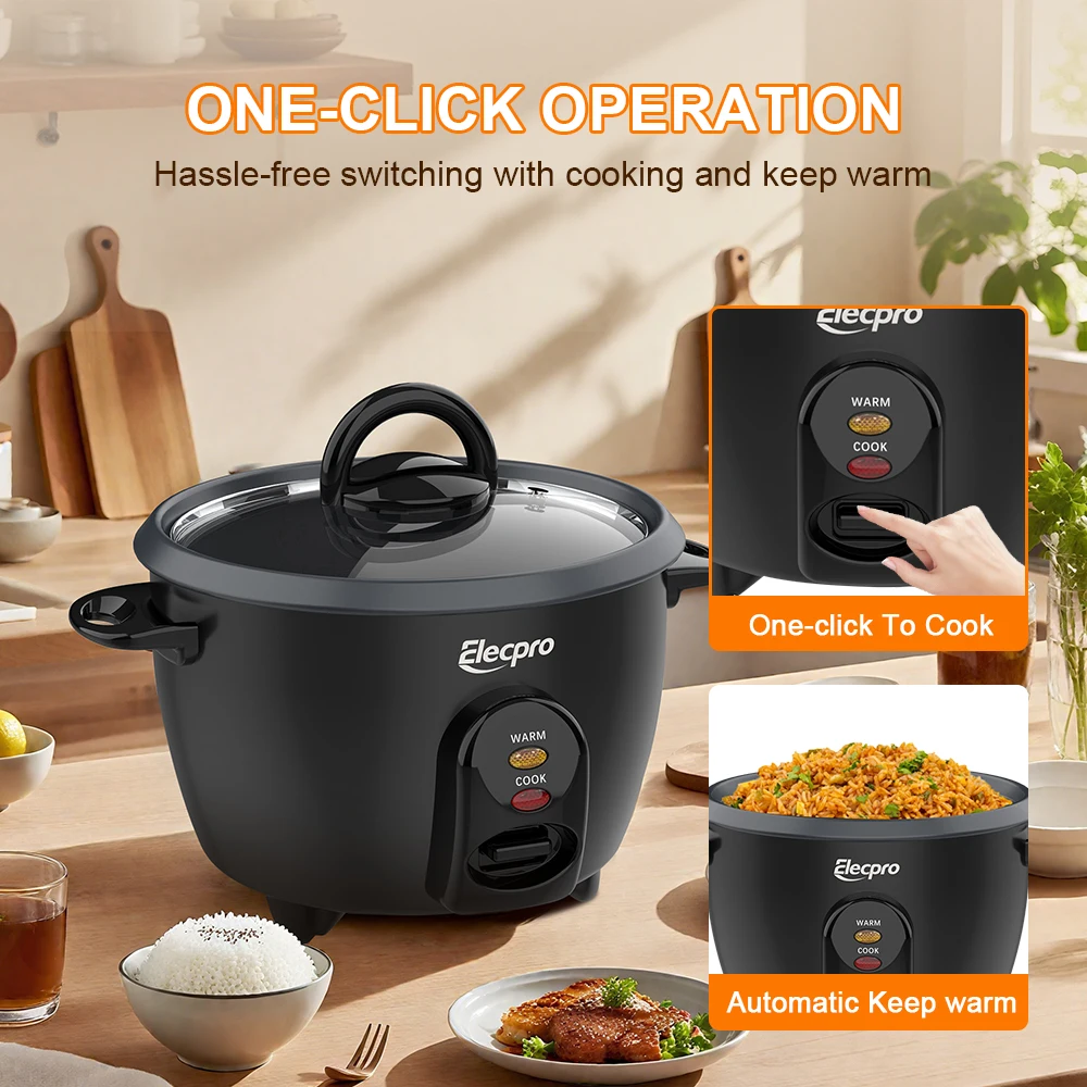 Elecpro Mini Automatic Rice Cooker 0.6L Uncooked Capacity for 1–2 People, with Food-Grade Plastic Steamer, Removable Food-Grade
Elecpro Mini Automatic Rice Cooker 0.6L Uncooked Capacity for 1–2 People, with Food-Grade Plastic Steamer, Removable Food-Grade