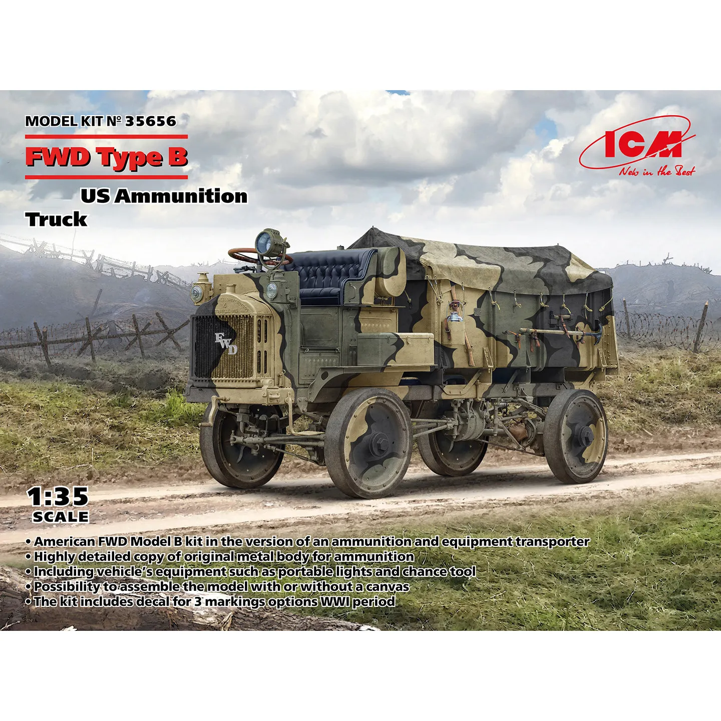 Icm Assembled Model 1/35 American Fwd Type B Ammunition Transport Truck 35656
Icm Assembled Model 1/35 American Fwd Type B Ammunition Transport Truck 35656