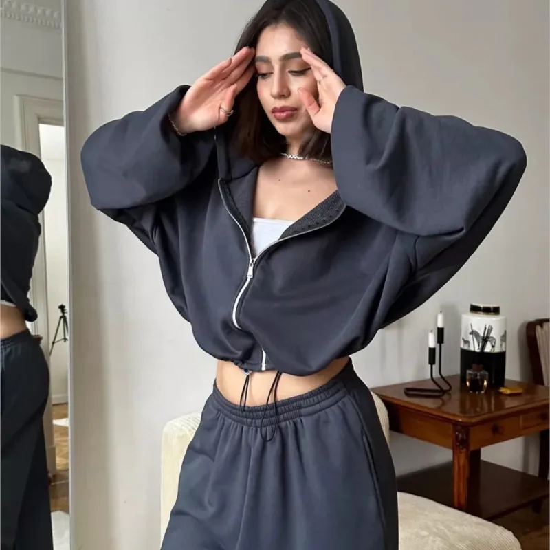 Elastic Waist Sweatpants Two-Piece Lounge Set Athleisure Tracksuit Womens Solid Color Comfy Long Sleeve Zip-Up Drawstring Hoodie
Elastic Waist Sweatpants Two-Piece Lounge Set Athleisure Tracksuit Womens Solid Color Comfy Long Sleeve Zip-Up Drawstring Hoodie