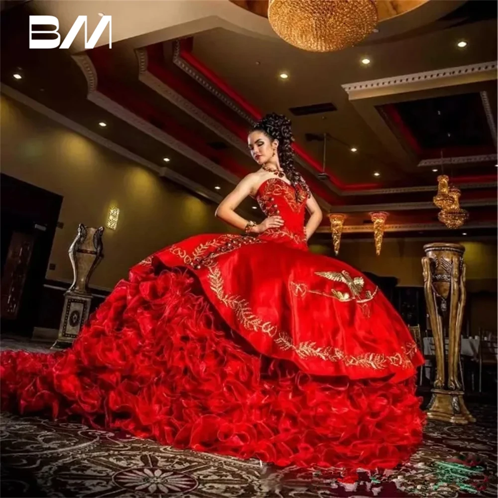 Sweetheart Red Embroidery Ball Gown Quinceanera Dresses Satin Lace Up Floor Length Vestido De Festa Sweet 16 Dress
Sweetheart Red Embroidery Ball Gown Quinceanera Dresses Satin Lace Up Floor Length Vestido De Festa Sweet 16 Dress