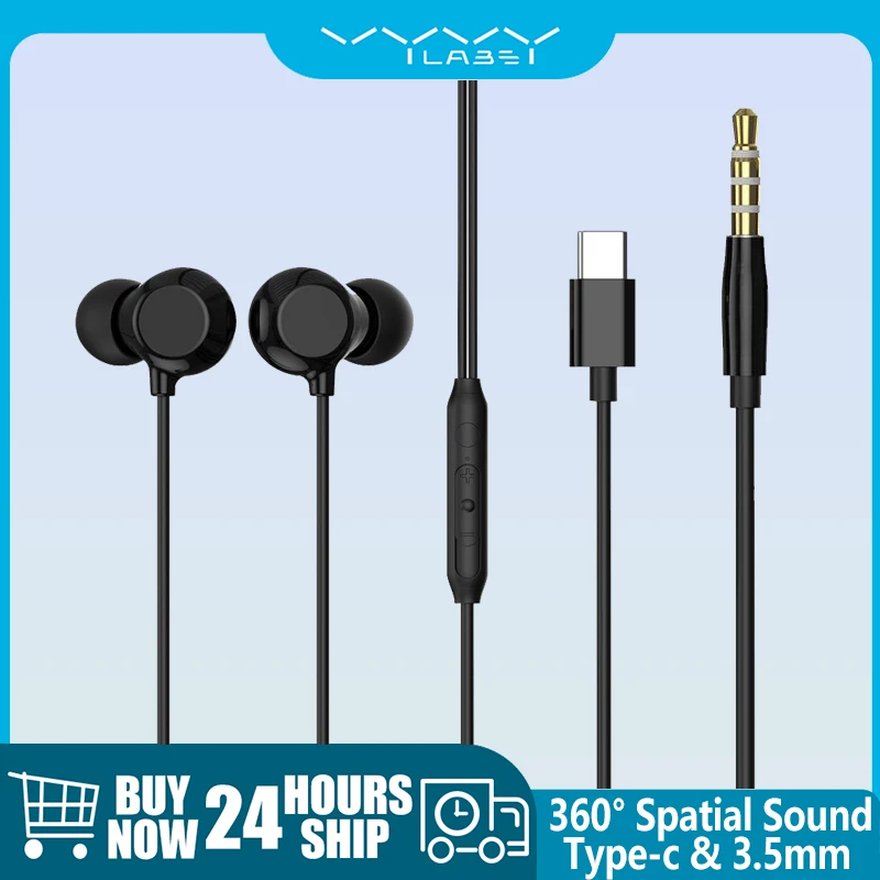 Vyvylabs Type C 3.5mm Wired Earphones Bass Sound Earphone In-Ear Sport Earphones With Mic for iPhone 17 Tablets Desktop Laptop
Vyvylabs Type C 3.5mm Wired Earphones Bass Sound Earphone In-Ear Sport Earphones With Mic for iPhone 17 Tablets Desktop Laptop