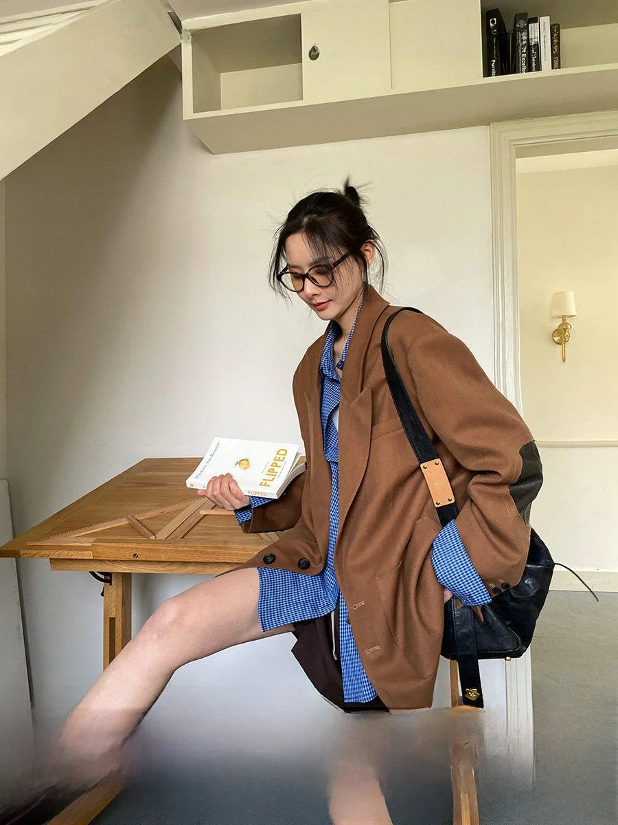 JCCC Monica Slimming Woolen Suit Jacket Casual Loose Style Elbow Patch Leather Design Daily Wear Women's Fashion Outerwear
JCCC Monica Slimming Woolen Suit Jacket Casual Loose Style Elbow Patch Leather Design Daily Wear Women's Fashion Outerwear