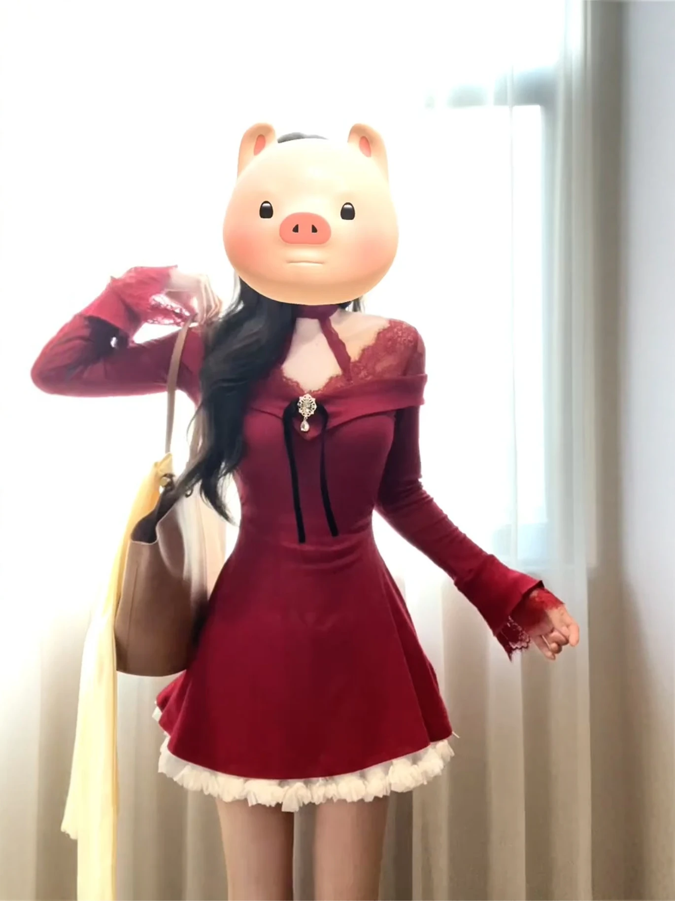 Ele Lace Ne Hanging Long Sve Women's Dr Slim Fit Red Sexy ort Skirt Autumn Winter Faion Casual Comfortable
Ele Lace Ne Hanging Long Sve Women's Dr Slim Fit Red Sexy ort Skirt Autumn Winter Faion Casual Comfortable