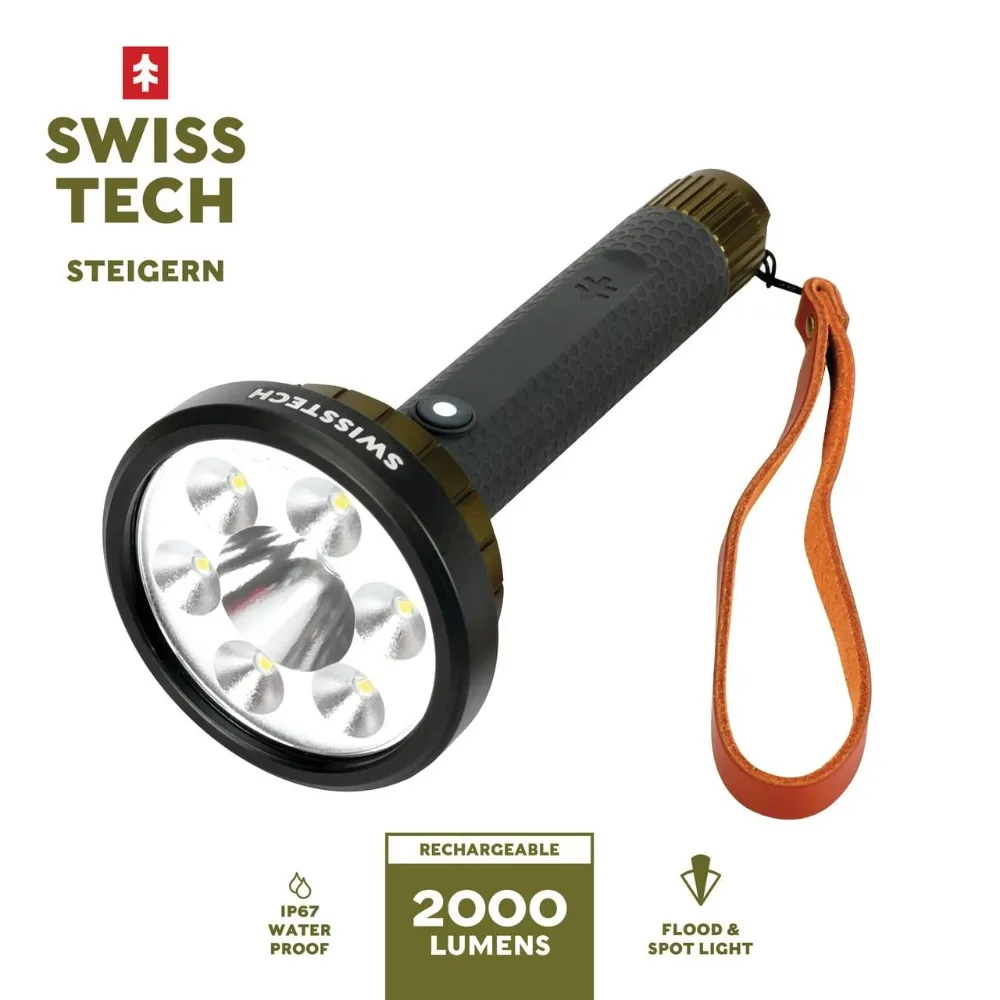 Tech Steigern 2000 Lumen LED Rechargeable Flashlight, IPX7 Waterproof, Digital Focusing
Tech Steigern 2000 Lumen LED Rechargeable Flashlight, IPX7 Waterproof, Digital Focusing