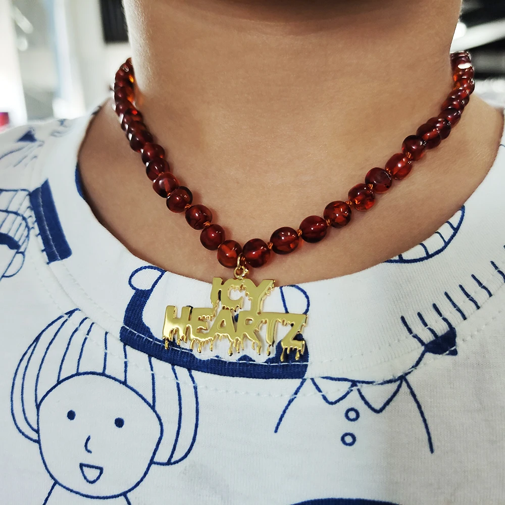 HAOHUPO Custom Stainless Name Necklace Cursive Letter Pendant Choker Men Women and Kids Baltic Natural Amber Bead Chain Jewelry
HAOHUPO Custom Stainless Name Necklace Cursive Letter Pendant Choker Men Women and Kids Baltic Natural Amber Bead Chain Jewelry
