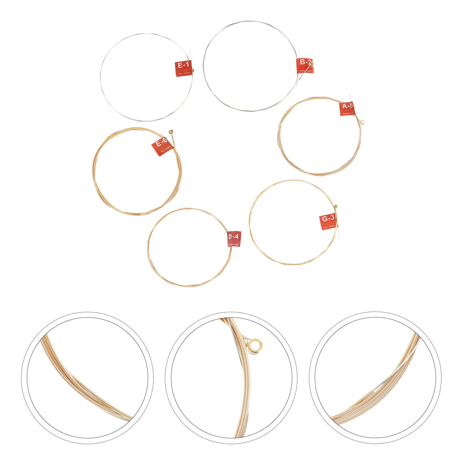 6Pcs Durable Folk Guitar Strings Replacement Guitar Strings Enhance Sound Quality Practical Accessory 
6Pcs Durable Folk Guitar Strings Replacement Guitar Strings Enhance Sound Quality Practical Accessory
