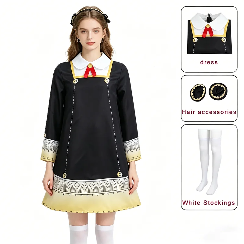 Anime Adults SPY FAMILY An-ya Forger Cosplay Costume Black Dress Girls Uniform Pink Wig Hairpin Halloween Party Outfit
Anime Adults SPY FAMILY An-ya Forger Cosplay Costume Black Dress Girls Uniform Pink Wig Hairpin Halloween Party Outfit
