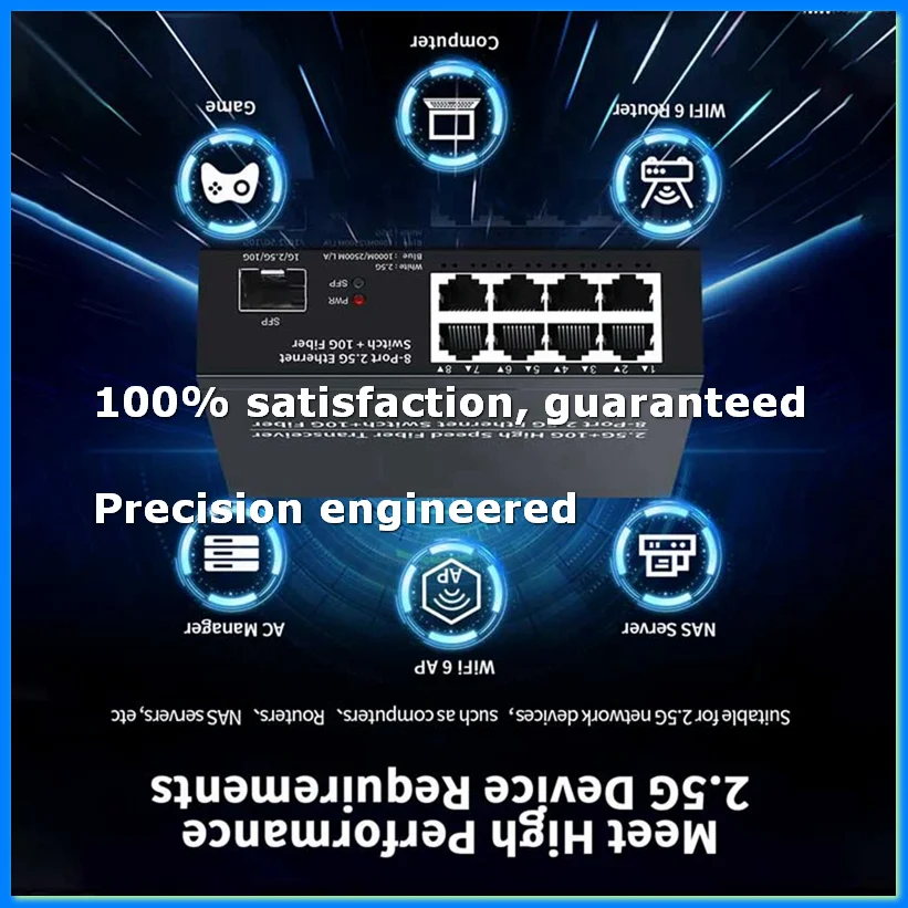 8 Port Ethernet Switch 2.5Gbps Network Switcher + 1 Port 10G Fiber Slot Home Lab Network Switch Plug and Play-EU Plug-A69M
8 Port Ethernet Switch 2.5Gbps Network Switcher + 1 Port 10G Fiber Slot Home Lab Network Switch Plug and Play-EU Plug-A69M