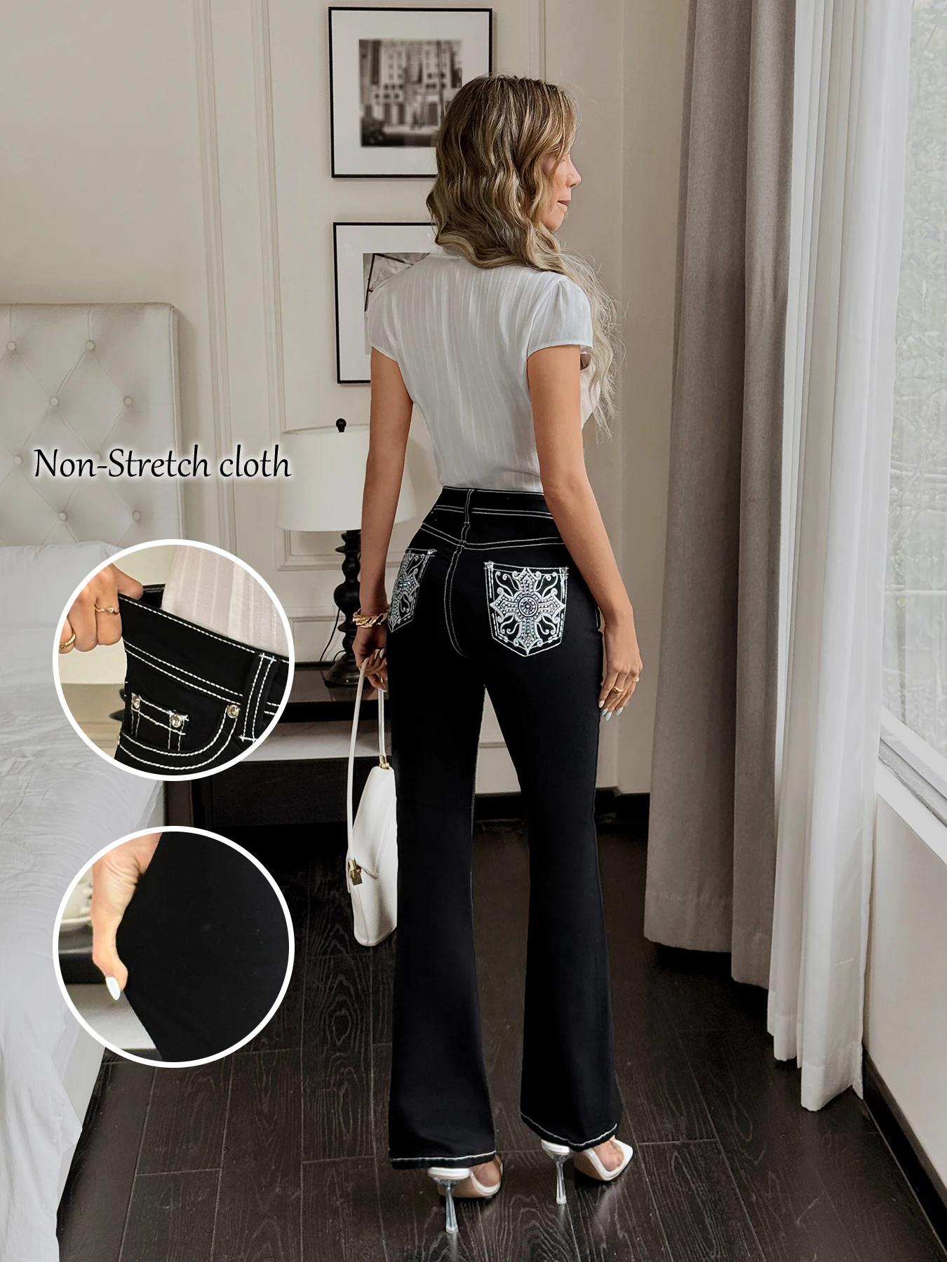 Женские облегающие расклешенные джинсы с высокой талией, винтажные джинсовые брюки, модная уличная одежда
Женские облегающие расклешенные джинсы с высокой талией, винтажные джинсовые брюки, модная уличная одежда