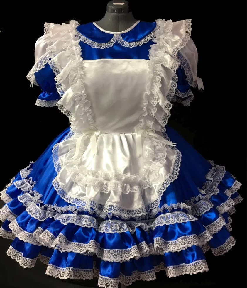 French Hot Girl Blue Satin l Lace Lace Sissy Dress Princess Maid Crossdress Prom Dress Customization
French Hot Girl Blue Satin l Lace Lace Sissy Dress Princess Maid Crossdress Prom Dress Customization