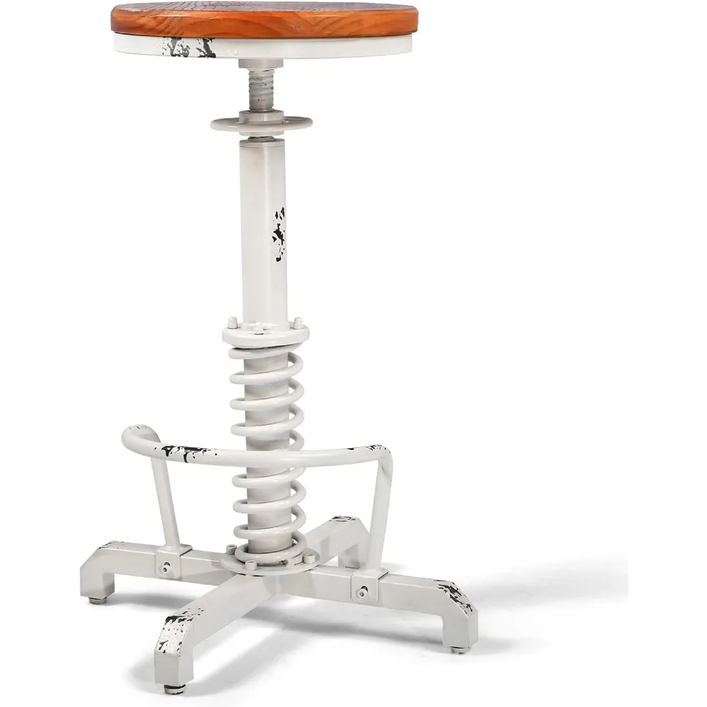 Vintage Industrial Adjustable Swivel Backless Counter Stool 24 to 28 Inch Metal Wood Aged White Brown
Vintage Industrial Adjustable Swivel Backless Counter Stool 24 to 28 Inch Metal Wood Aged White Brown