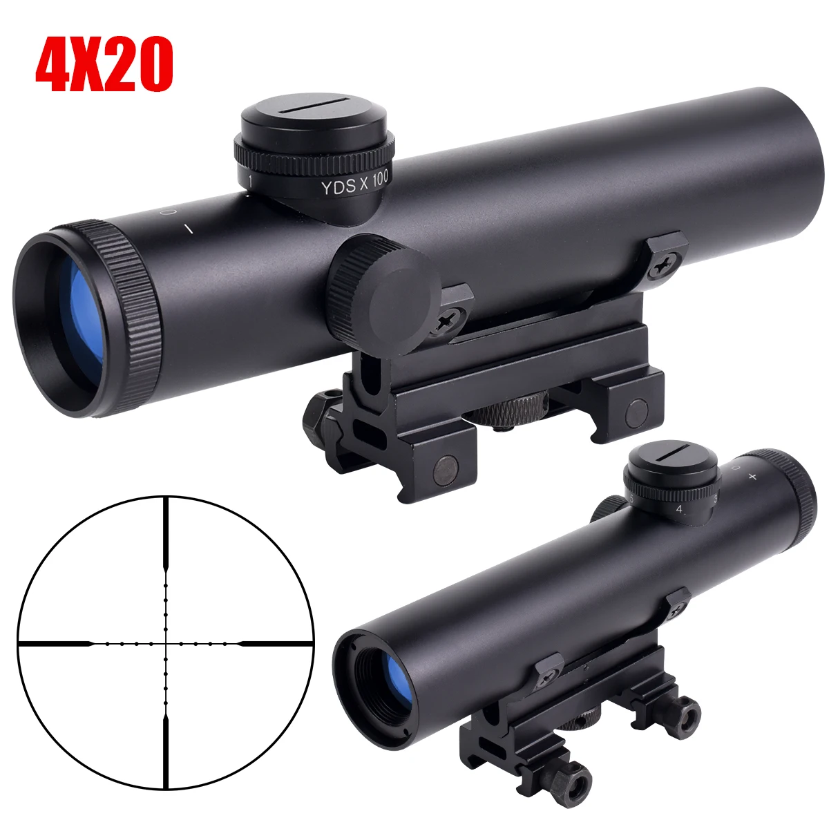 HD 4X20 Optics Sight Tactical Scope Full Coating Glass Etched Cross-Hair Reticle Collimator for 20mm Rail Mount
HD 4X20 Optics Sight Tactical Scope Full Coating Glass Etched Cross-Hair Reticle Collimator for 20mm Rail Mount