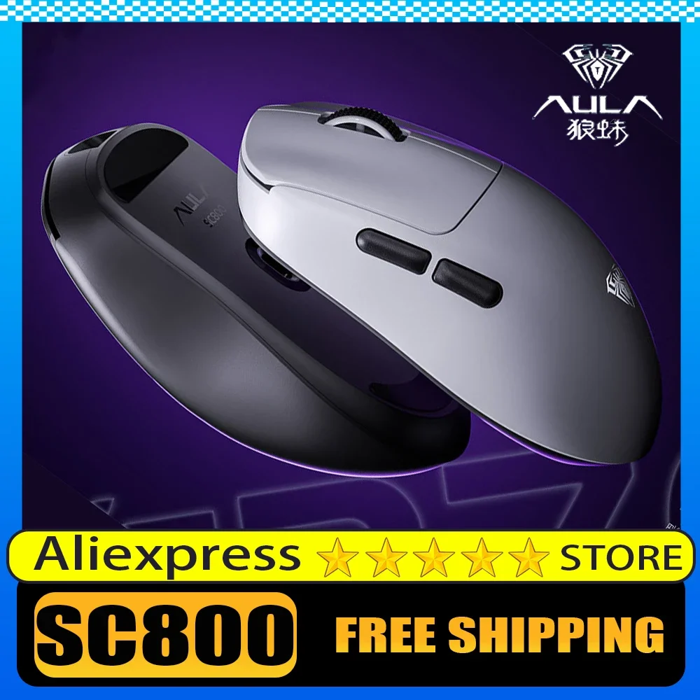AULA SC800 Wireless Mouse PAW3395 Long Battery 2.4G Dual Mode E-sports Gaming Mouse Low Delay Lightweight PC Gamer Accessories
AULA SC800 Wireless Mouse PAW3395 Long Battery 2.4G Dual Mode E-sports Gaming Mouse Low Delay Lightweight PC Gamer Accessories