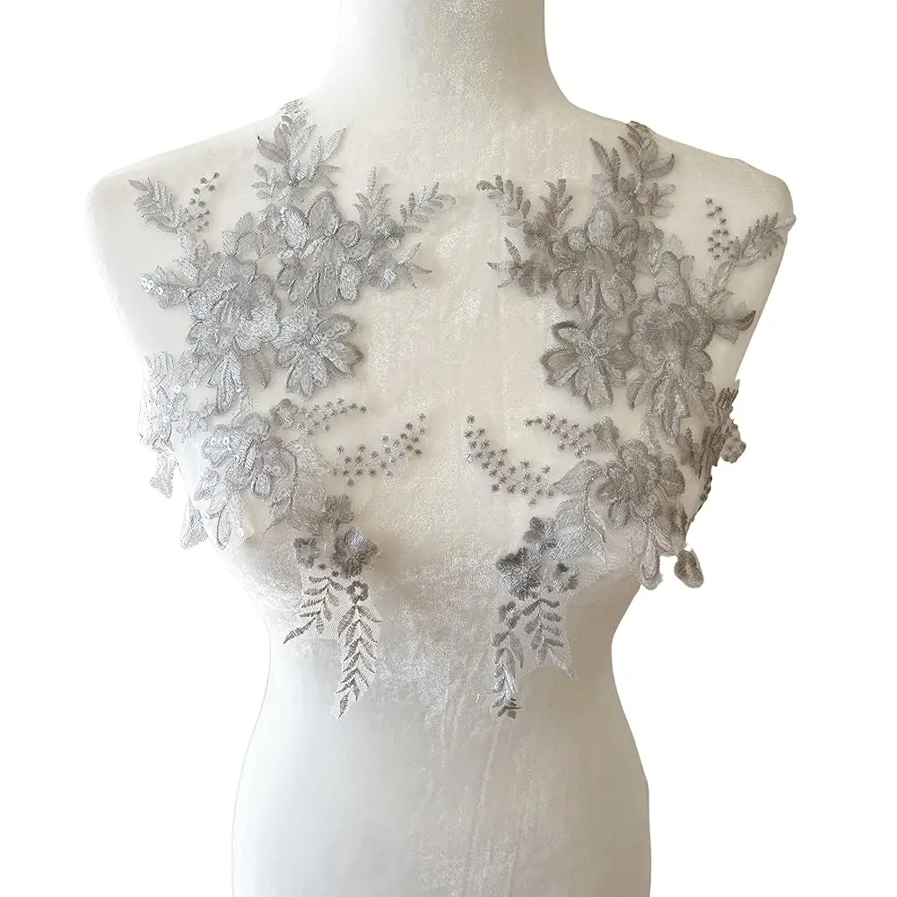 1 Pair Lace Sequin Flower Sew on Embroidered Lace Applique Wedding Dress Bride's Headdress Adornment DIY Patch Clothing Acce
1 Pair Lace Sequin Flower Sew on Embroidered Lace Applique Wedding Dress Bride's Headdress Adornment DIY Patch Clothing Acce