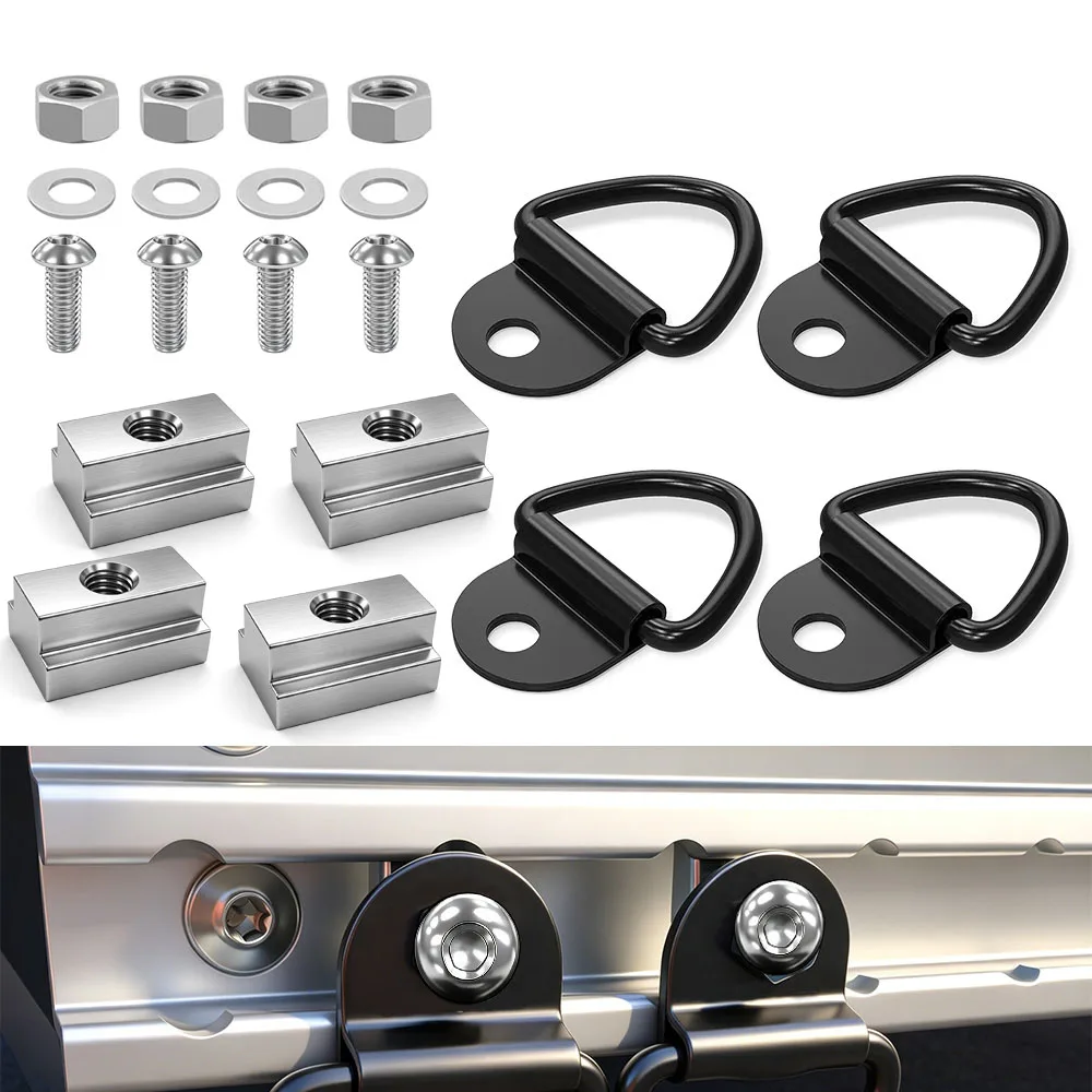 3/8"-16 Thread T-Slot Nut Tie Down V-Ring Anchor w/1 Inch Button Head Socket Cap Screw Bolt Nut Washer for Toyota Tacoma/Tundra
3/8"-16 Thread T-Slot Nut Tie Down V-Ring Anchor w/1 Inch Button Head Socket Cap Screw Bolt Nut Washer for Toyota Tacoma/Tundra
