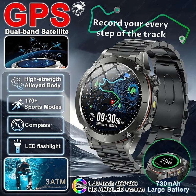 New Outdoor GPS Smart Watch 1.43" AMOLED 3ATM Waterproof Bracelet Compass Sports Tracker BT Call Smartwatch Men For Xiaomi IOS
New Outdoor GPS Smart Watch 1.43" AMOLED 3ATM Waterproof Bracelet Compass Sports Tracker BT Call Smartwatch Men For Xiaomi IOS