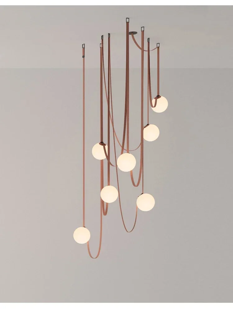 Nordic Leather Chandelier Italian Leather Belt Duplex Staircase Living Room Hotel Restaurant Decoration LED Lamps Pendant Lights
Nordic Leather Chandelier Italian Leather Belt Duplex Staircase Living Room Hotel Restaurant Decoration LED Lamps Pendant Lights