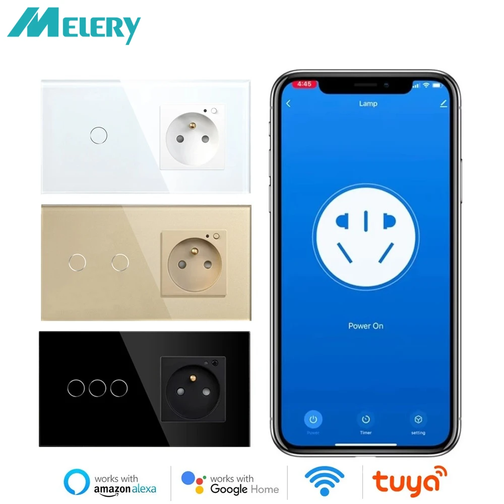Melery Wifi Smart FR Wall Electrical Socket French Plug Outlet Switch 1/2/3 Gang Glass Panel Remote By Tuya Alexa Google Home
Melery Wifi Smart FR Wall Electrical Socket French Plug Outlet Switch 1/2/3 Gang Glass Panel Remote By Tuya Alexa Google Home