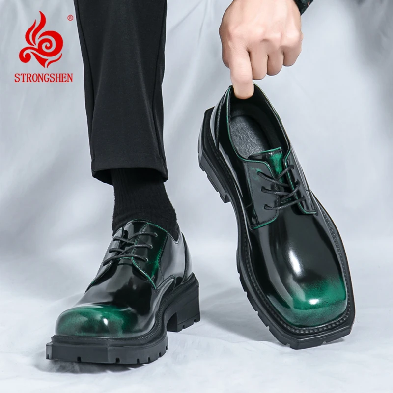STRONGSHEN Luxury Men's Square Head Leather Shoes Oxford Derby Thick Bottom Fashion Business Male Designer Casual Leather Shoes
STRONGSHEN Luxury Men's Square Head Leather Shoes Oxford Derby Thick Bottom Fashion Business Male Designer Casual Leather Shoes