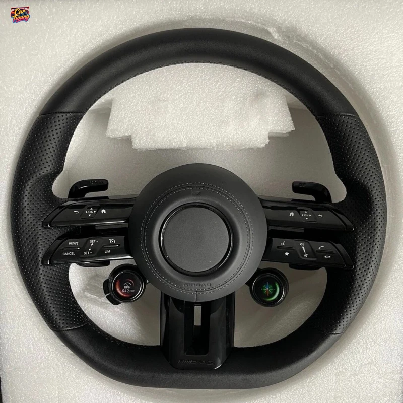 Suitable for Mercedes-Benz Sport Dragonfly model steering wheel, genuine leather perforated with multi-function buttons and knob
Suitable for Mercedes-Benz Sport Dragonfly model steering wheel, genuine leather perforated with multi-function buttons and knob