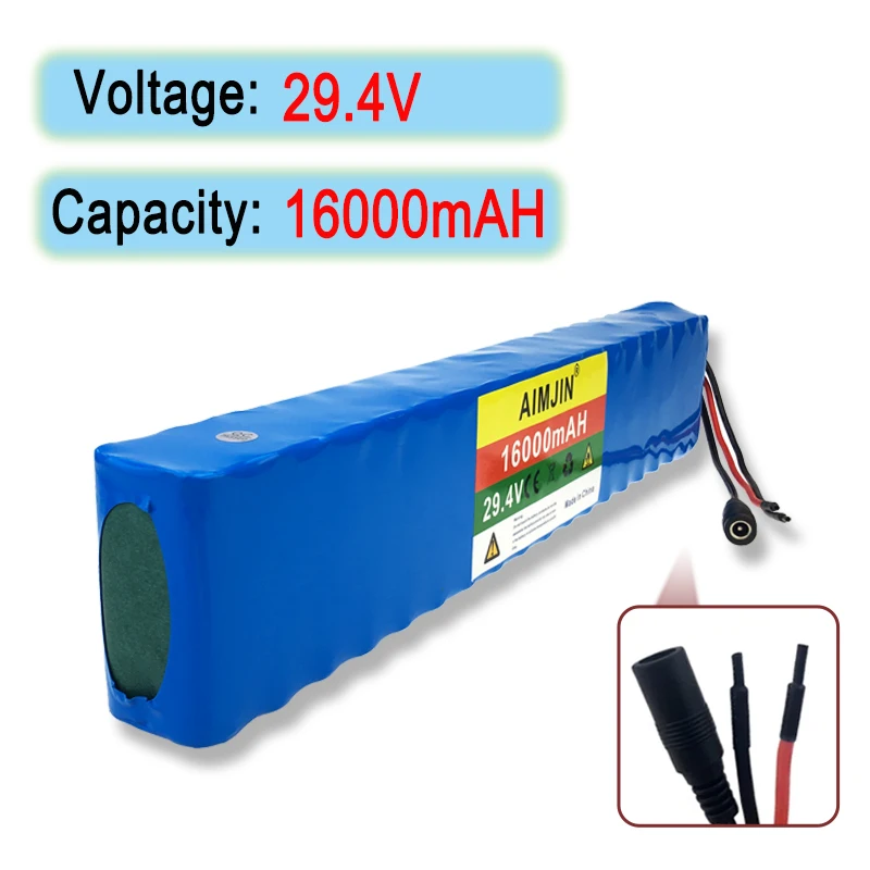 18650 29.4V 16000mah Lithium ion Battery Pack 7S5P 16A Built-in Smart BMS with 29.4V 2A Charger
18650 29.4V 16000mah Lithium ion Battery Pack 7S5P 16A Built-in Smart BMS with 29.4V 2A Charger