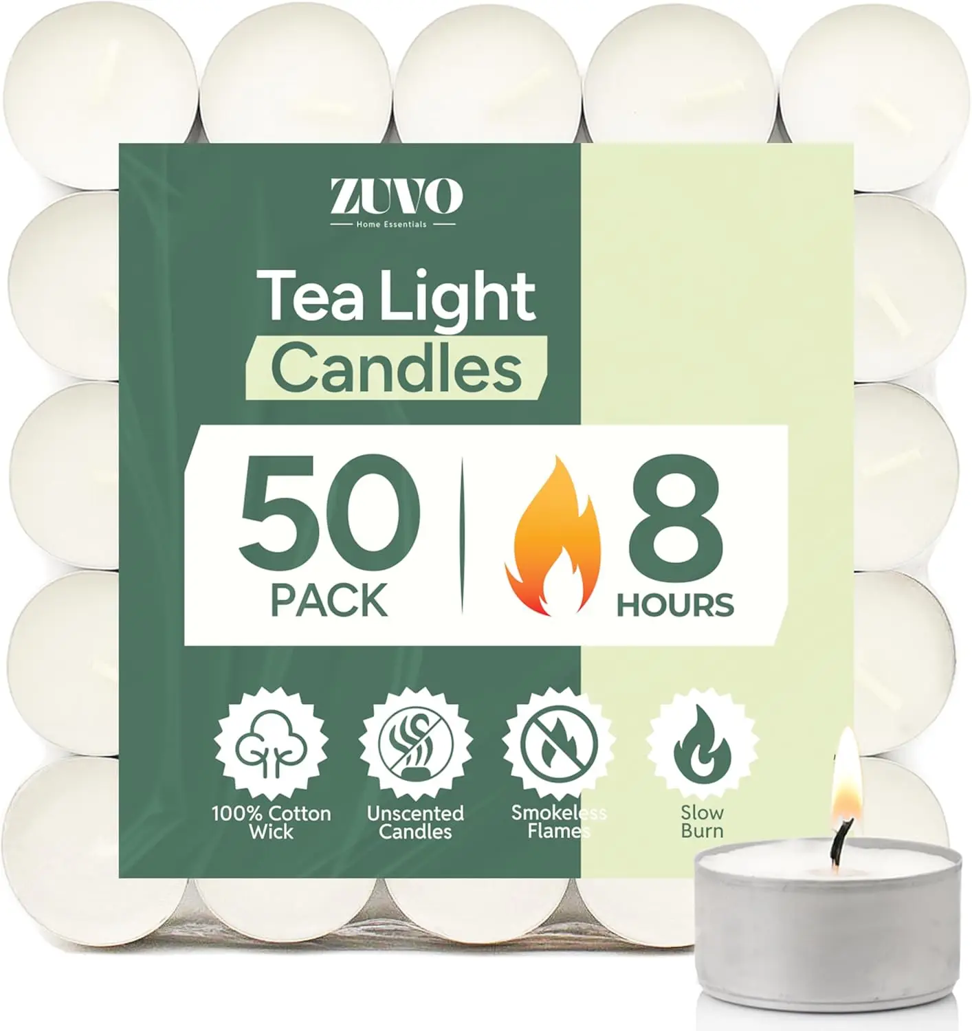 Unscented Tealight Candles 8 Hour Burn - 50 Pack, Smokeless, Lead-Free Cotton Wick, Standard Size for Holders, Weddings & Home
Unscented Tealight Candles 8 Hour Burn - 50 Pack, Smokeless, Lead-Free Cotton Wick, Standard Size for Holders, Weddings & Home