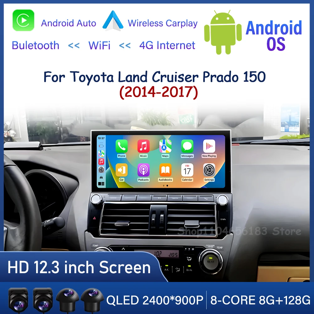 for Toyota Land Cruiser Prado 150 2014-2017 Android Auto Carplay Car Radio Multimedia Stereo Player Navi GPS WIFI BT QLED Screen
for Toyota Land Cruiser Prado 150 2014-2017 Android Auto Carplay Car Radio Multimedia Stereo Player Navi GPS WIFI BT QLED Screen