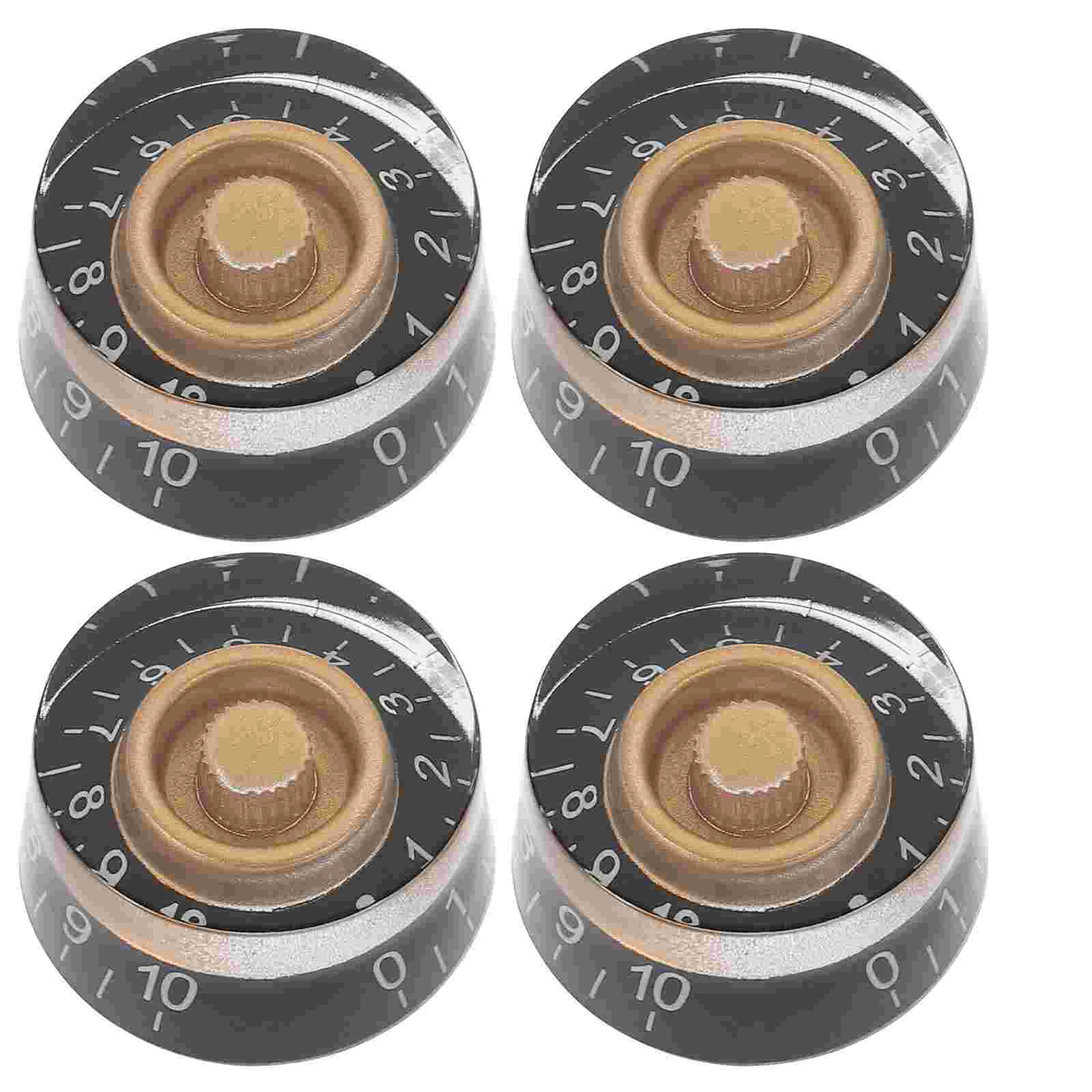 4 Pcs Knob with White Word Dome Black Gold Control Acrylic Electric Guitar Accessory
4 Pcs Knob with White Word Dome Black Gold Control Acrylic Electric Guitar Accessory