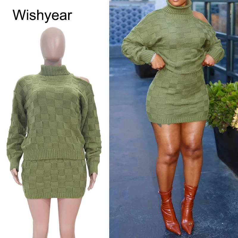 Autumn Winter Women Long Sleeve Turtleneck Grid Knitted Crop Top and Mini Skirt 2 Piece Sets Elegant Office Dress Street Outfits
Autumn Winter Women Long Sleeve Turtleneck Grid Knitted Crop Top and Mini Skirt 2 Piece Sets Elegant Office Dress Street Outfits