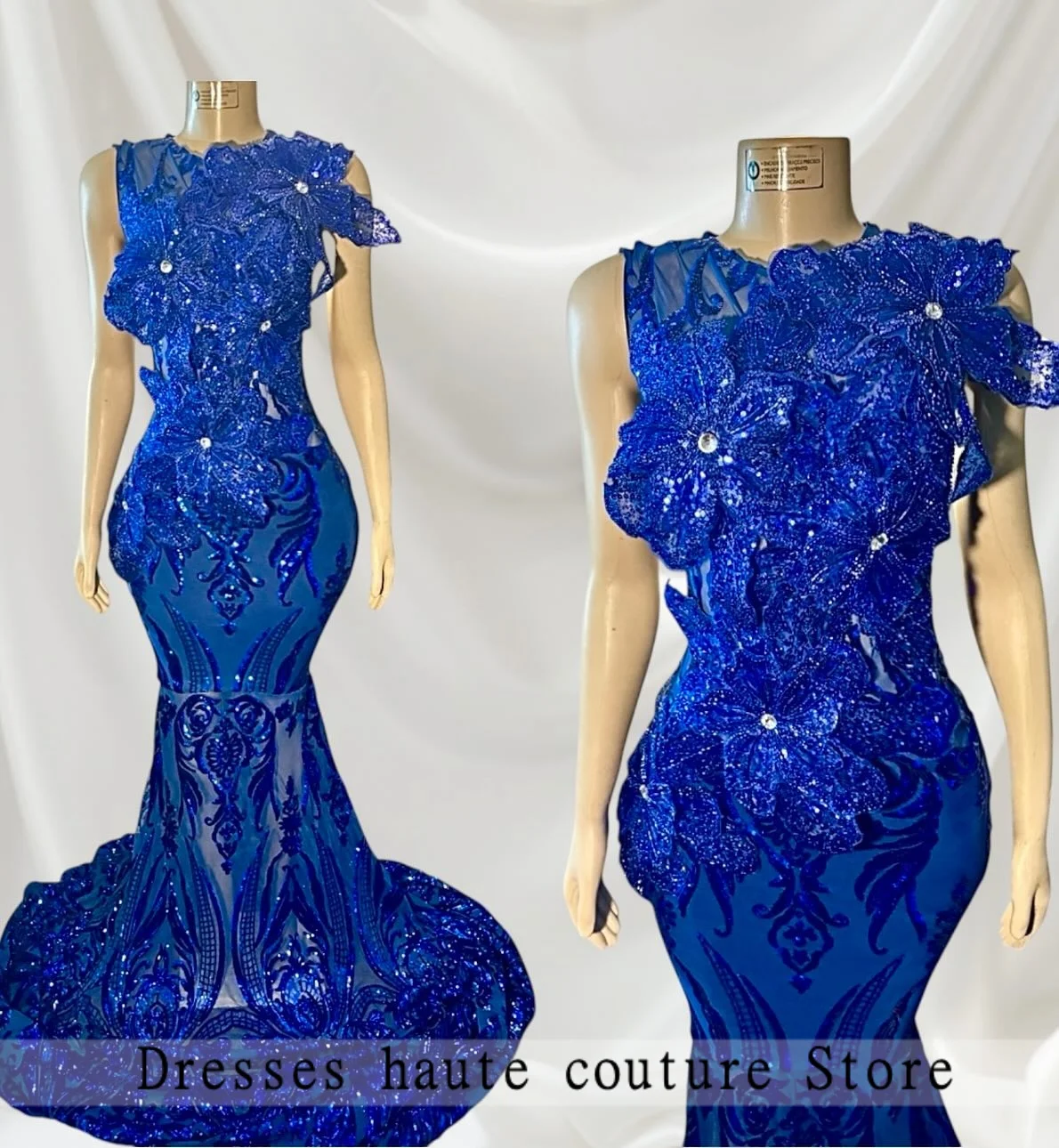 Luxury Royal Blue Sequins Mermaid Prom Dresses 2025 For Black Girls 3D Appliques Crystals Formal Birthday Party Gowns Customized
Luxury Royal Blue Sequins Mermaid Prom Dresses 2025 For Black Girls 3D Appliques Crystals Formal Birthday Party Gowns Customized